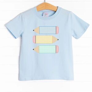 Stitchy‎ Fish 3T Kids Gingham Pencil Graphic T-Shirt - Baby Blue